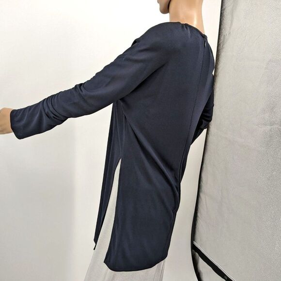 Vintage Yeohlee New York Tunic Blouse Navy Blue Shoulder Pads Size Large - Picture 5 of 14